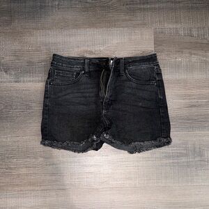 Just Black Washed Black Frayed Hem Denim Shorts
